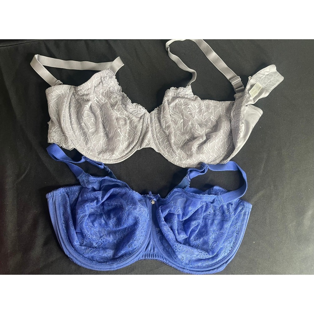 Wacoal Lace Underwire Bra Set 2 Blue Grey 40DDD 42DDD Full Coverage